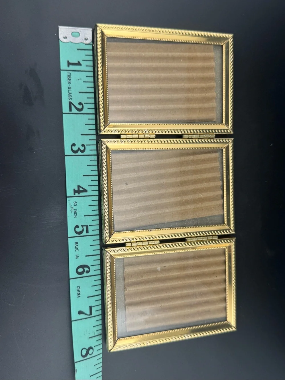 Gold Toned Tri Fold Picture Frame With Elegant Detail